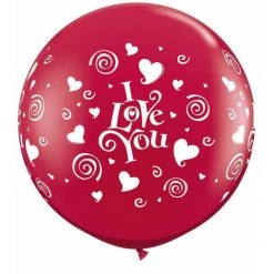 Balloons 3ft Qualatex Printed Latex Balloon - I Love You