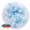 Qualatex Balloons 24" Baby Boy Teddy Bear Double Bubbles Balloon