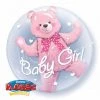 Qualatex Balloons 24" Baby Girl Teddy Bear Double Bubbles Balloon