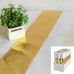 Everything Party 2m White & Gold Table Runner By Event