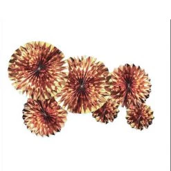 Everything Party All Birthday 6pcs Decorative Paper Fan - Metallic Rose Gold