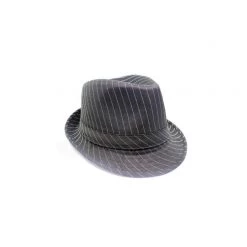 Oceana By Theme 1920's Gangster Stripy Fedora Hat - Black