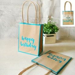Everything Party All Birthday 2pk Small Happy Birthday Foiled Blue Paper Kraft Bags