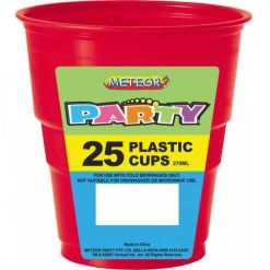 Everything Party 25pk Plastic Cups - Ruby Red All Birthday