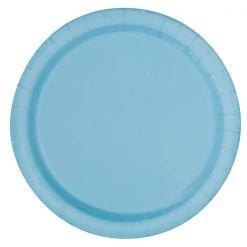 Unique 20pk Powder Blue Paper Plates - 18cm All Birthday
