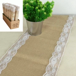 Everything Party 2m Hessian Table Runner With Lace All Birthday