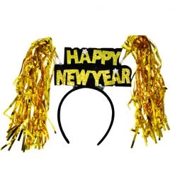 JD Party By Event Happy New Year Gold Tinsel Headband