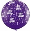 3ft Qualatex Printed Latex Balloon - Happy Birthday Purple Balloons