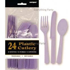 Everything Party 24pk Plastic Cutlery - Lavender