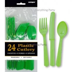 Everything Party 24pk Plastic Cutlery - Lime Green All Birthday