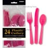 Everything Party All Birthday 24pk Plastic Cutlery - Hot Pink