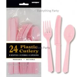 Everything Party 24pk Plastic Cutlery - Lovely Pink