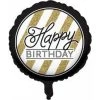 Qualatex 18" Black & Gold Glitter Happy Birthday Foil Balloon