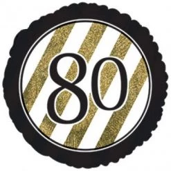 Qualatex 17" Happy 80th Birthday Gold & Black Glitter Foil Balloon Balloons