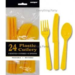 Everything Party 24pk Plastic Cutlery - Sunflower Yellow