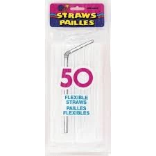 Everything Party All Birthday 50 Flexible Straws - White