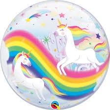 22" Qualatex Rainbow & Unicorn Birthday Bubbles Balloon