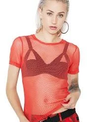 Everything Party Fishnet Top Short Sleeves (7 Colours) Costume