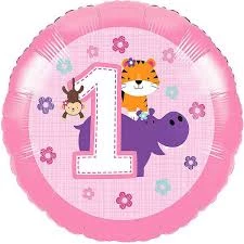 Everything Party 17" 1st Birthday Pink Animal Foil Balloon