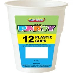 Unique 12pk Plastic Cups - White All Birthday