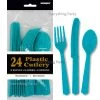 Everything Party All Birthday 24pk Plastic Cutlery - Caribbean Teal