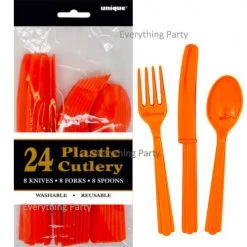 Everything Party All Birthday 24pk Plastic Cutlery - Orange