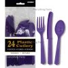 Everything Party 24pk Plastic Cutlery - Deep Purple