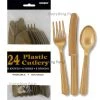 Everything Party 24pk Plastic Cutlery - Gold All Birthday
