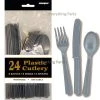 Everything Party 24pk Plastic Cutlery - Silver