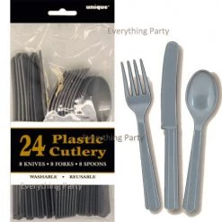 Everything Party 24pk Plastic Cutlery - Silver