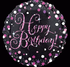 Qualatex 18" Anagram Holographic Happy Birthday Foil Balloon - Pink