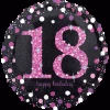 Qualatex Balloons 18" Anagram Happy 18th Birthday Holographic Pink Foil Balloon