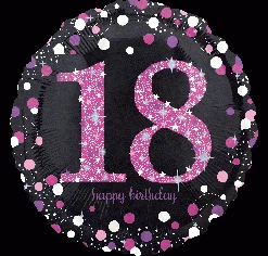 Qualatex Balloons 18" Anagram Happy 18th Birthday Holographic Pink Foil Balloon