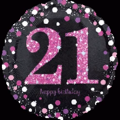 18" Anagram Holographic Pink 21st Birthday Foil Balloon Balloons