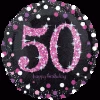 Qualatex 18" Anagram Holographic Pink 50th Birthday Foil Balloon