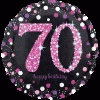 Qualatex 18" Anagram 70th Birthday Holographic Sparkling Pink Foil Balloon Balloons