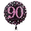 Qualatex 18" Anagram Happy 90th Birthday Holographic Pink Foil Balloon Balloons