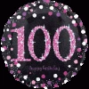 18" Anagram Happy 100th Birthday Holographic Pink Foil Balloon Balloons