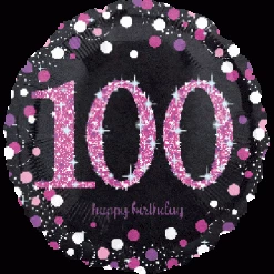18" Anagram Happy 100th Birthday Holographic Pink Foil Balloon Balloons