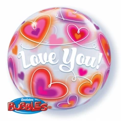 Everything Party Qualatex Bubble 22" Love You Doodle Hearts Balloons