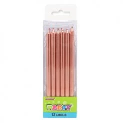 Unique 12pk Birthday Candles - Metallic Rose Gold All Birthday