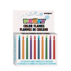 Unique 10 Colour Flame Candles With Holders