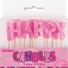 Unique Happy Birthday Glitter Candle - Pink All Birthday