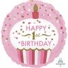 Everything Party 18" Anagram 1st Birthday Pink Cupcake Foil Balloon Balloons