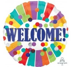 Hallmark 18" Anagram Welcome Dots & Stripe Foil Balloon