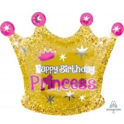 20" Anagram Happy Birthday Princess Crown Shape Foil Balloon Balloons