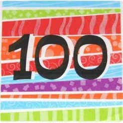 Everything Party 25pk Printed 100 Luncheon Napkins - 100th Birthday All Birthday