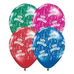 Everything Party 11" Qualatex Happy Anniversary Assorted Colour Latex Balloon