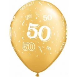Everything Party 11" Qualatex 50th Birthday Assorted Colour Latex Balloon Balloons