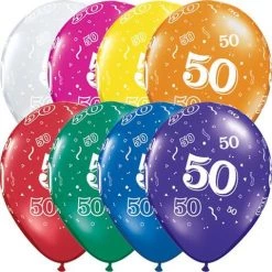 Everything Party 11" Qualatex 50th Birthday Assorted Colour Latex Balloon Balloons